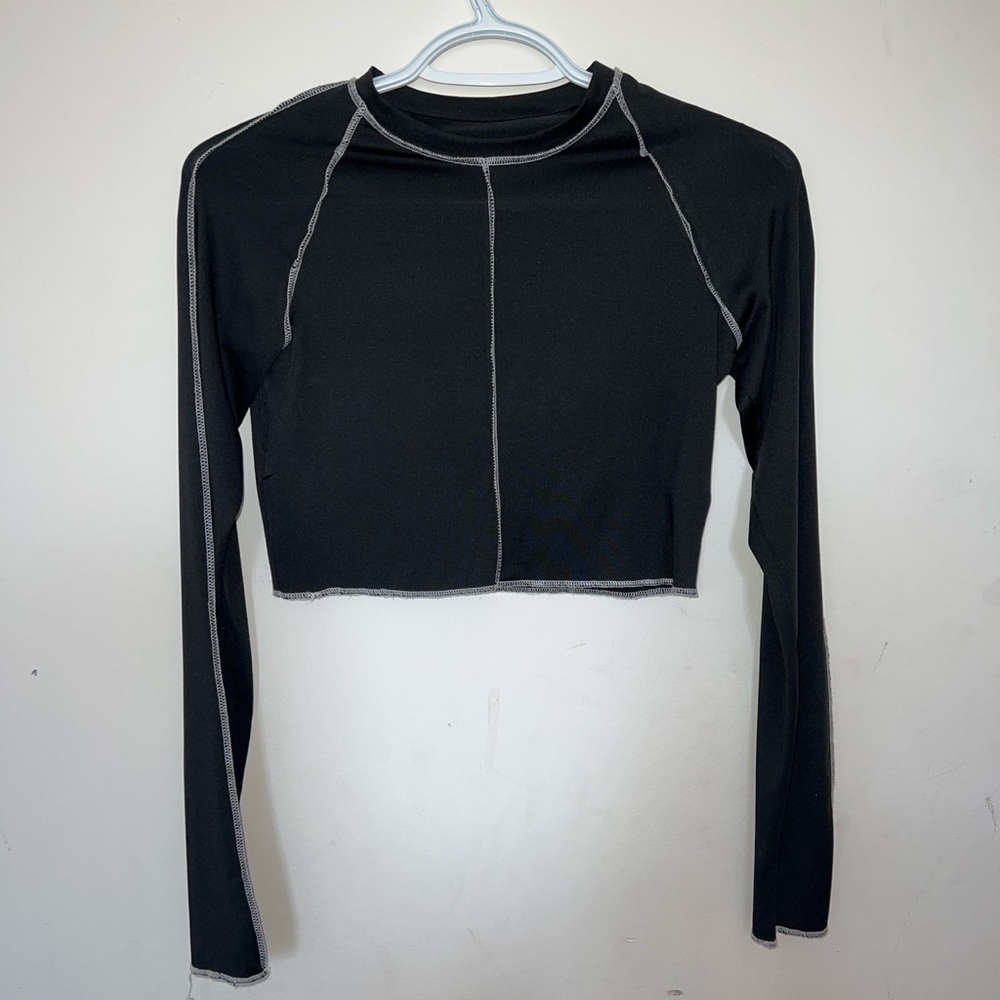 SHEIN Stitch Lettuce-Edge Cropped Tee NWOT